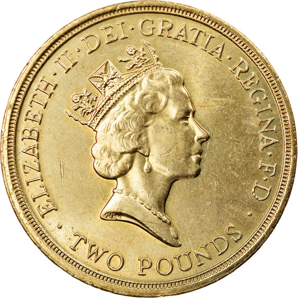 United Kingdom 2 Pounds Coin | Britain | Queen Elizabeth II 3rd portrait | Bill of Rights | 1989