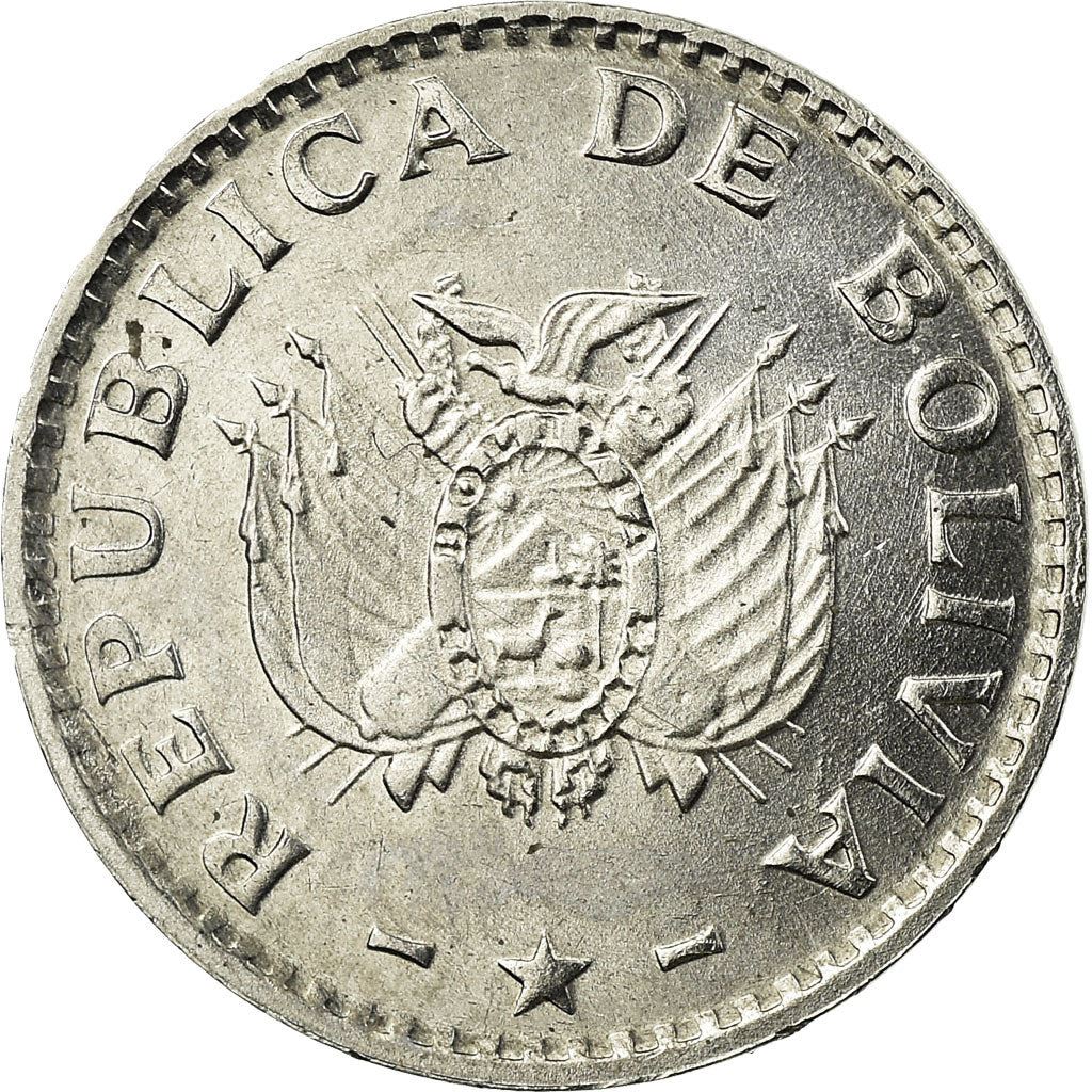 Bolivia | 5 Centavos Coin | Stainless Steel | Firearms | Bird | Km:201 | 1987