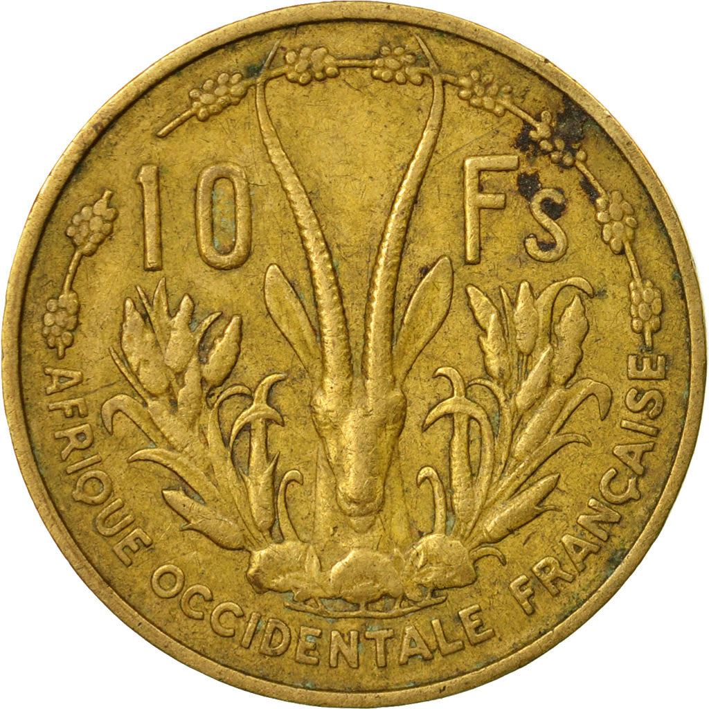 French West Africa | 10 Francs Coin | Marianne | Gazelle | Maize | Km:6 | 1956