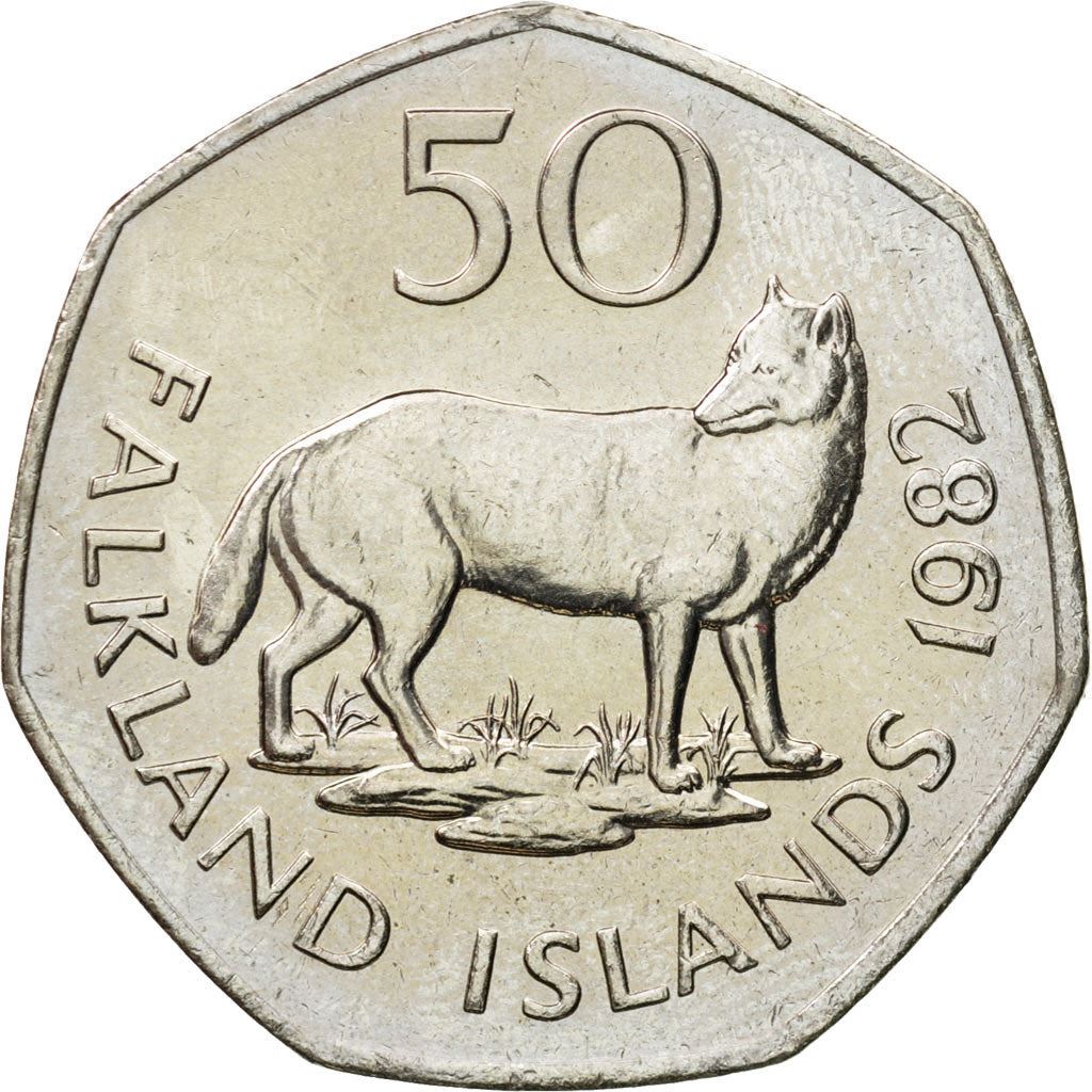 Falkland Islands | 50 Pence Coin | Warrah | Km:14.1 | 1980 - 1992