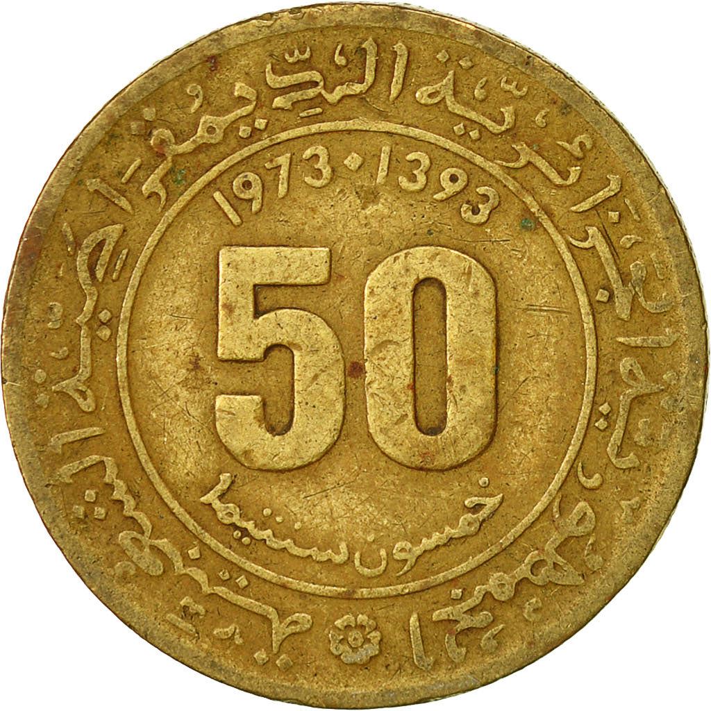 Algeria | 50 Centimes Coin | Nickel Brass | Sun | Science | Km:102 | 1971 - 1973