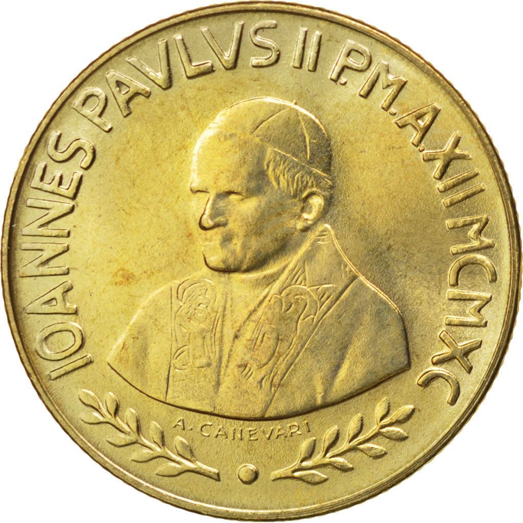 Vatican City | 200 Lire Coin | John Paul II | Km:224 | 1990