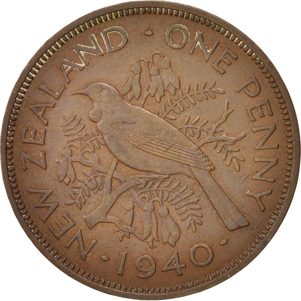 New Zealander 1 Penny Mynt | Kong George VI | Tui-fugl | KM13 | 1940 - 1947