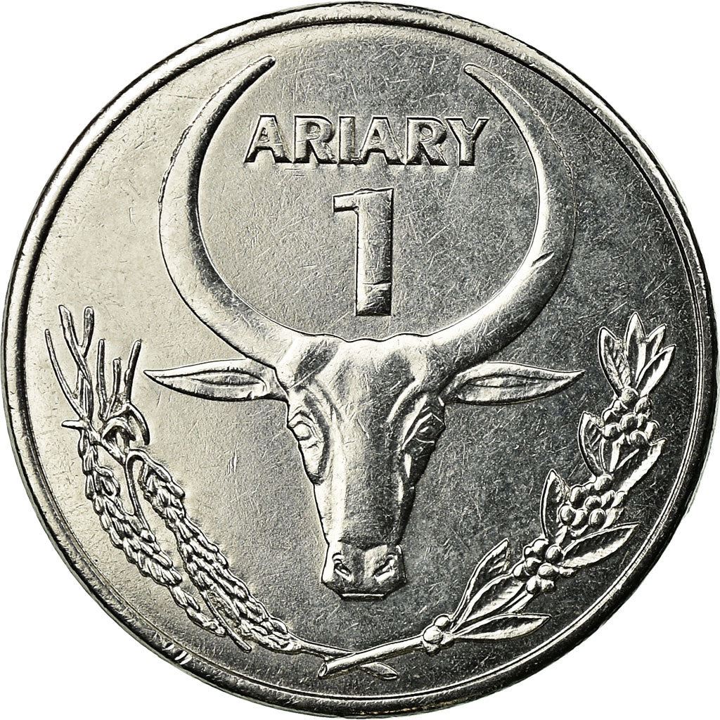Madagascar | 1 Ariary Coin | Flower | Zebu | KM:29 | 2004 - 2021
