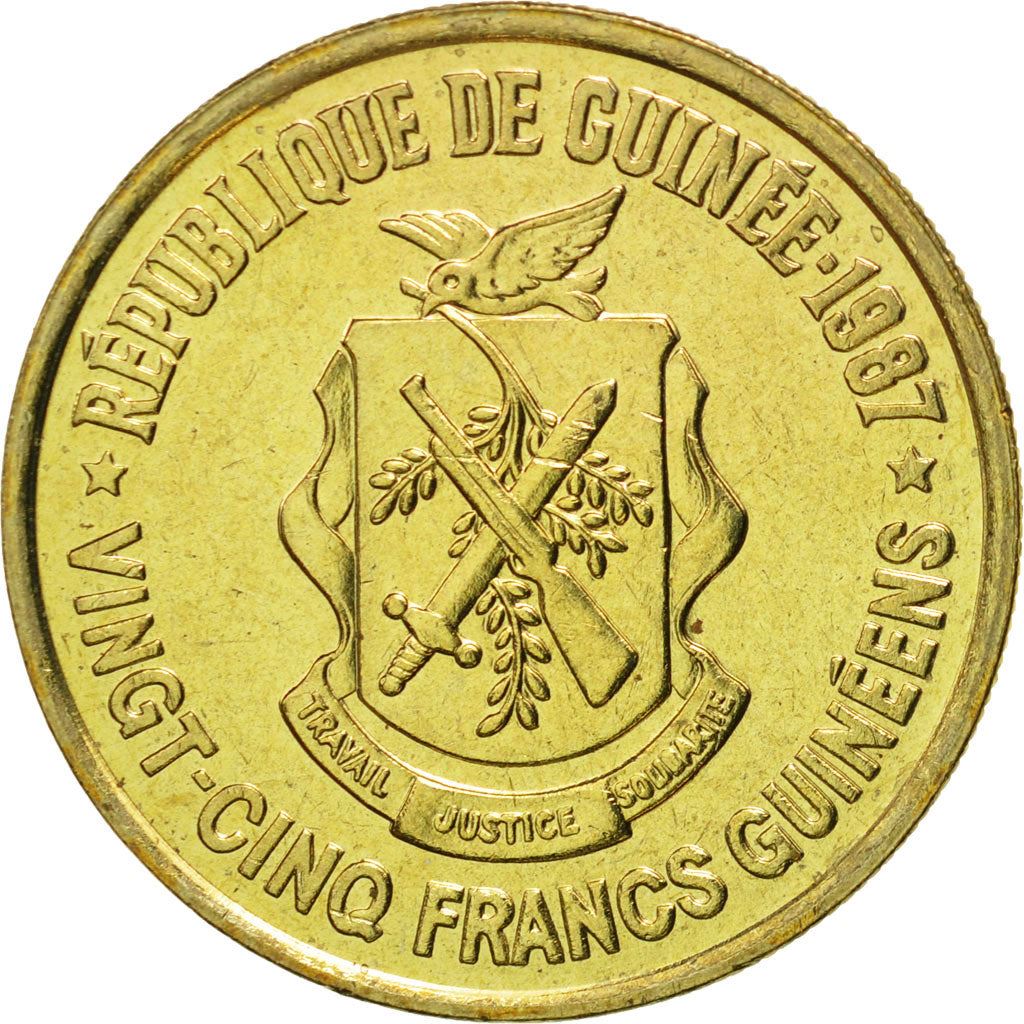 Guinea | 25 Francs Guineens Coin | Palm leaf | Km:60 | 1987