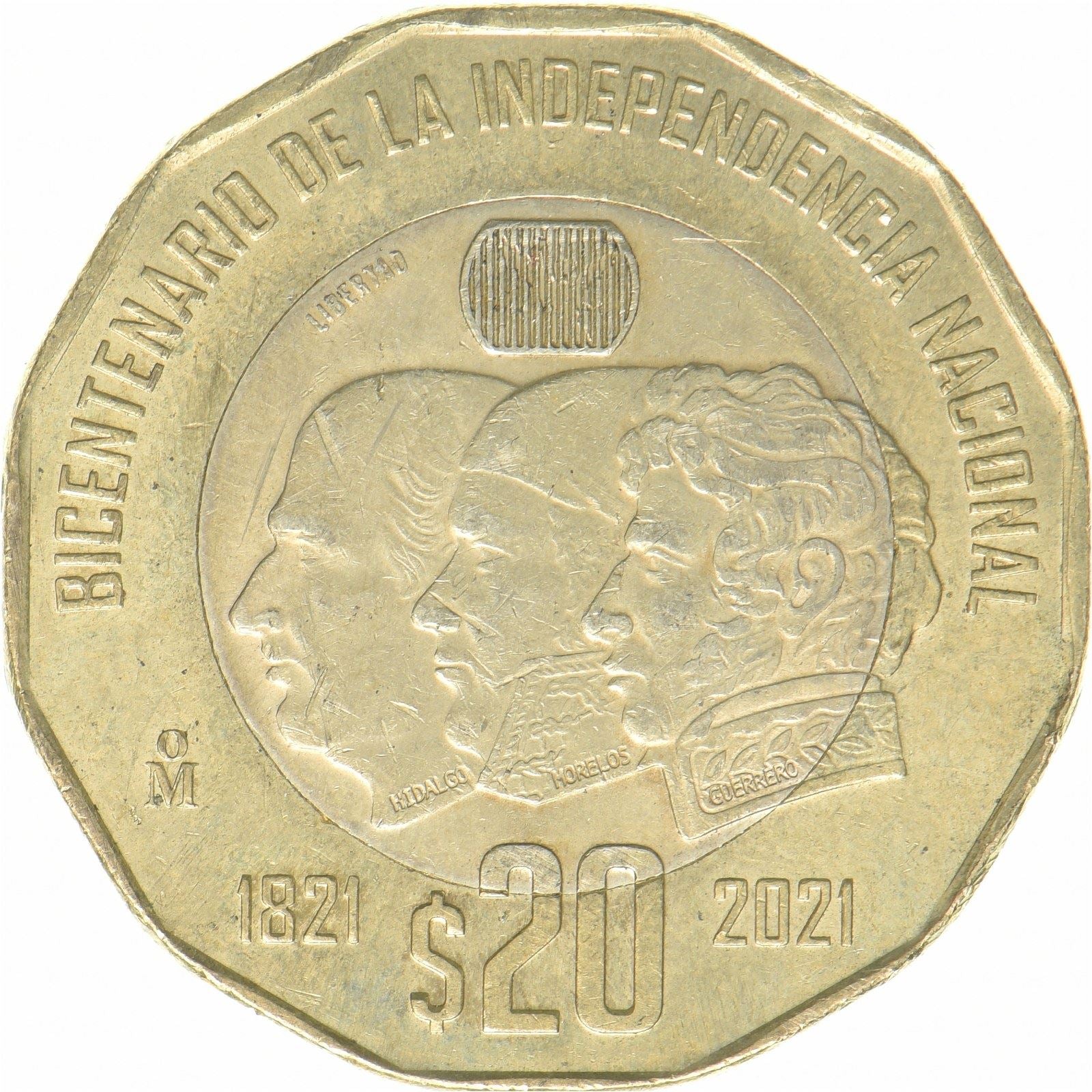 Messico | Moneta da 20 pesos | Bicentenario dell’Indipendenza | Bimetallica | KM:998 | 2021