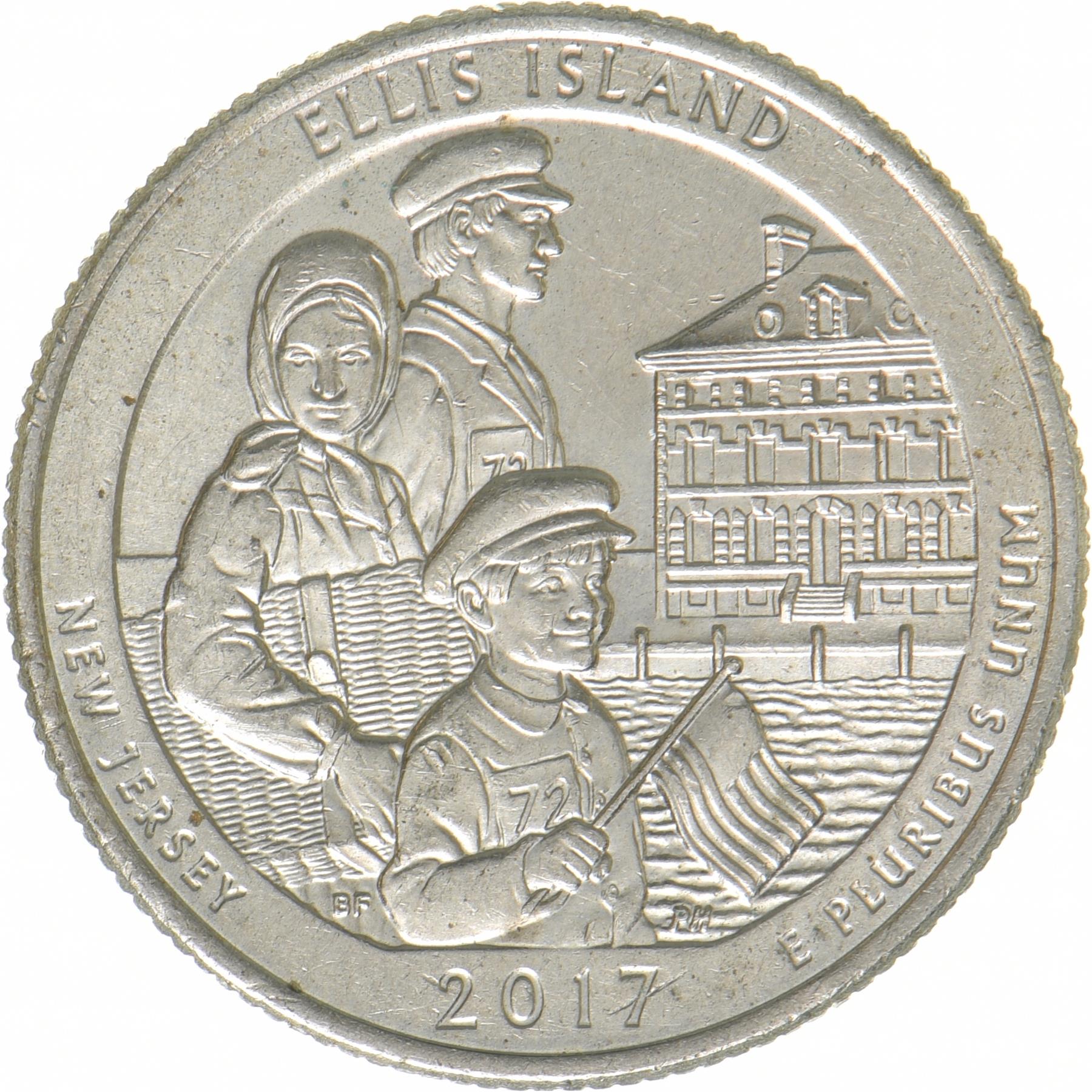 United States | 1/4 Dollar Coin | Ellis Island | KM:656 | 2017