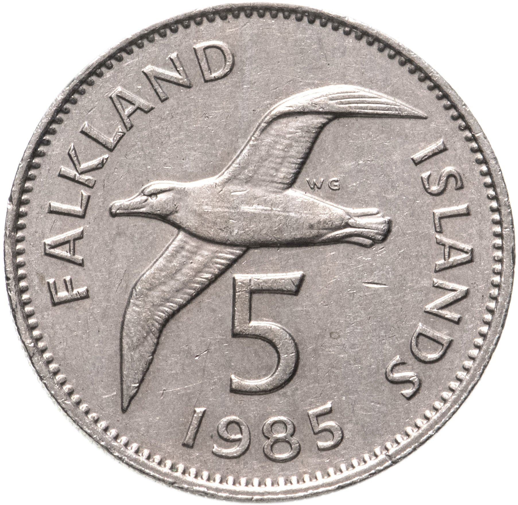 Falkland Islands | 5 Pence Coin | Black-browed albatross | Km:4.1 | 1974 - 1992