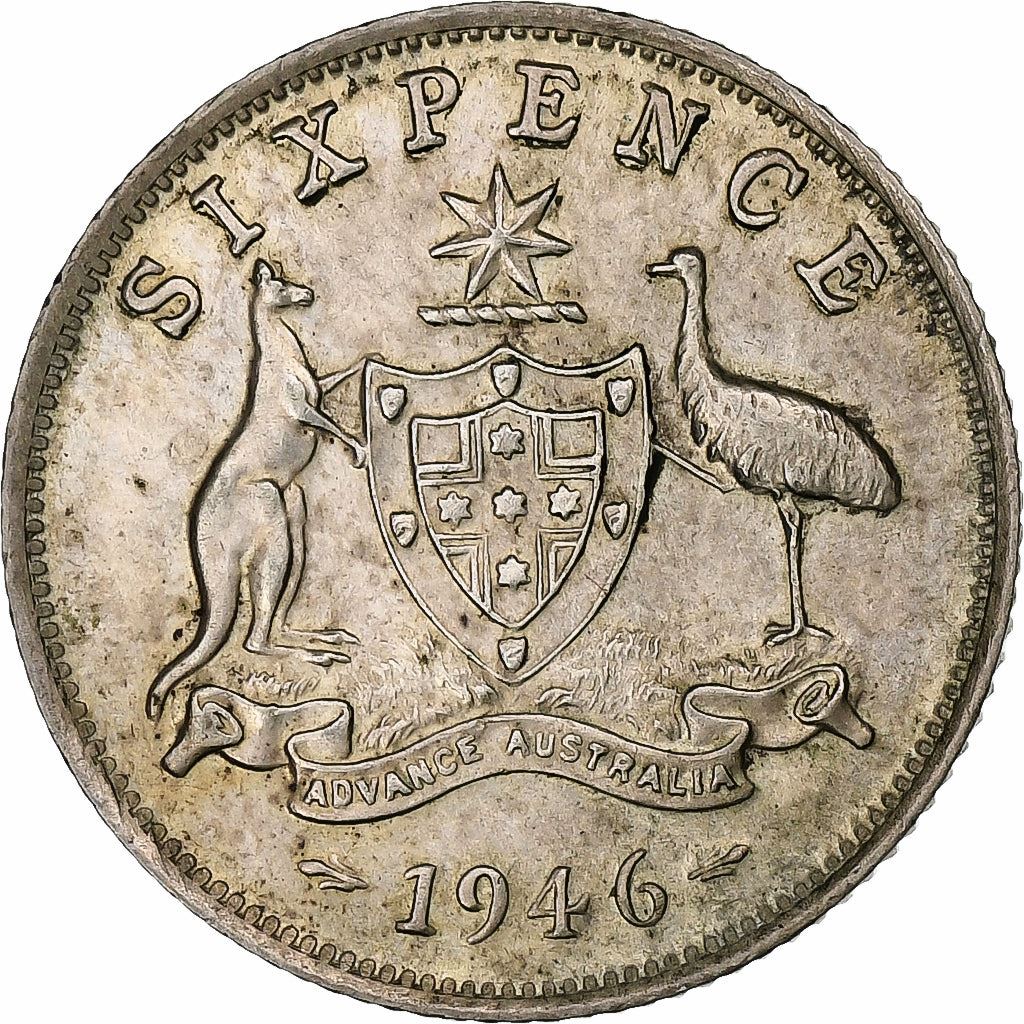 Australia | 6 Pence Coin | George VI | Km:38A | 1946 - 1948