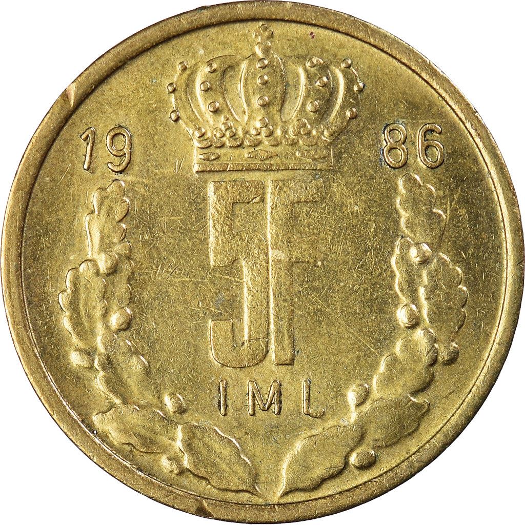 Luxembourg | 5 francs | Monarque | Bronze d’aluminium-nickel | KM : 60 | 1986-1988
