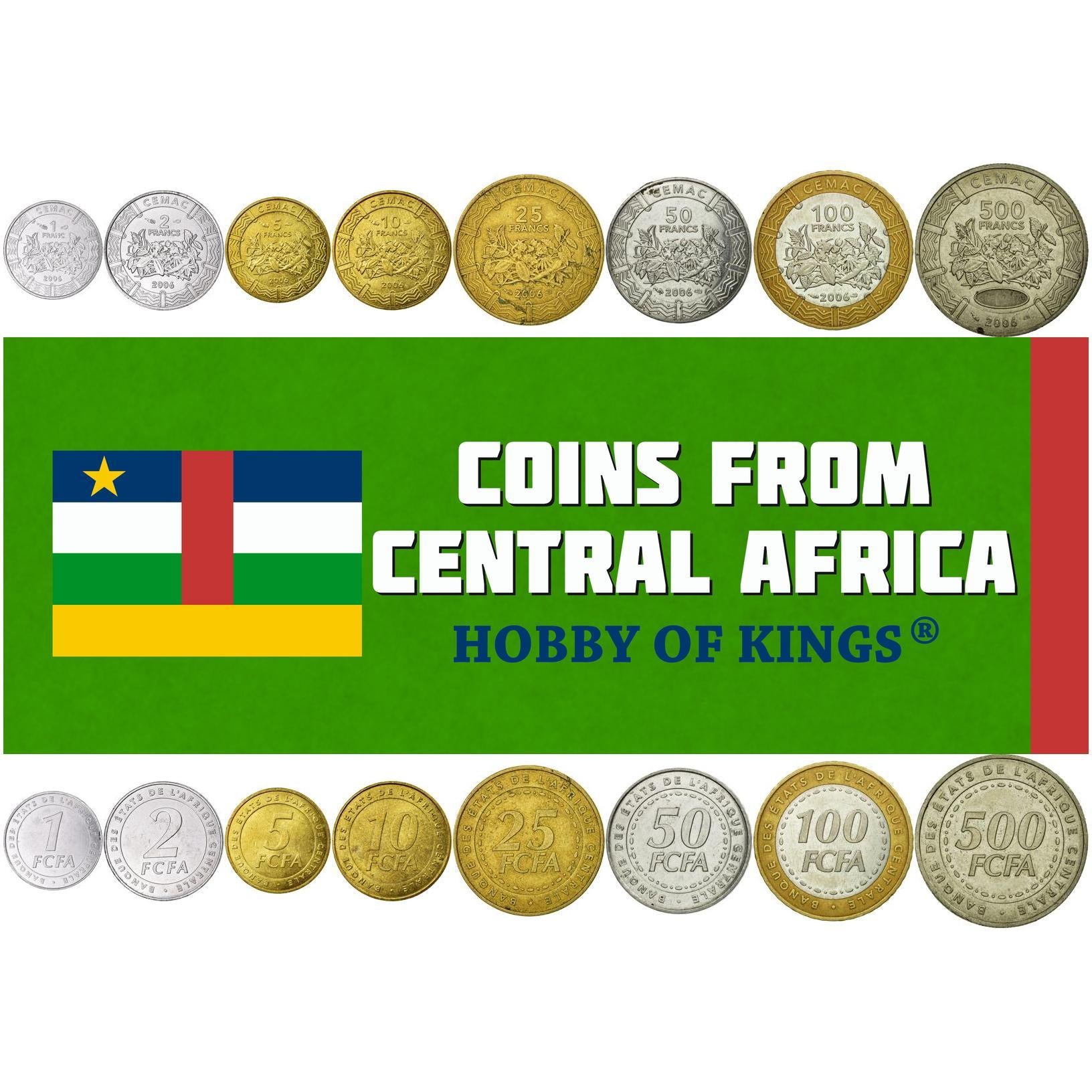 Central African States | 8 Coin Set | 1 2 5 10 25 50 100 500 Francs CFA | 2006 - 2023