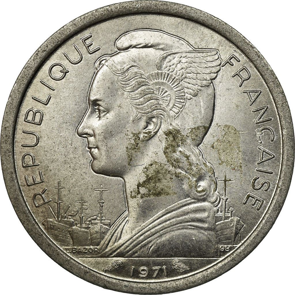 Afars and Issas | 1 Franc Coin | Marianne | Lyre Antelope | Km:16 | 1969 - 1975