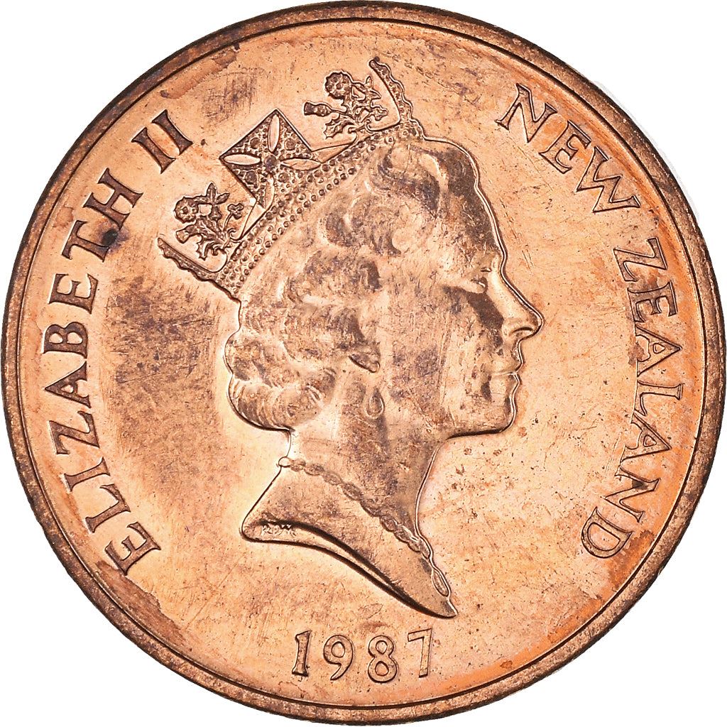 New Zealander 2 Cents Coin | Queen Elizabeth II | Kowhai Flowers | KM59 | 1986 - 1988