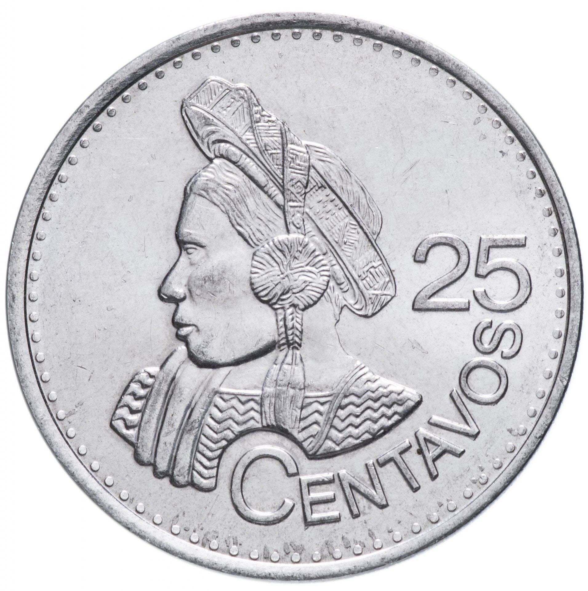 Gvatemala | 25 centų moneta | Vietinis portretas | KM:294 | 2012 - 2023