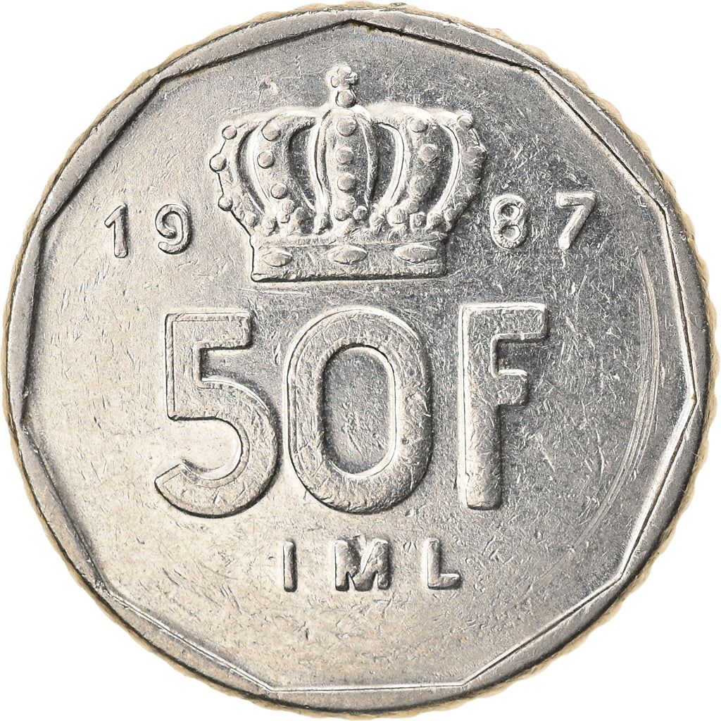 Luxembourg | 50 Francs Coin | Nickel | Monarch | Crown | KM:62 | 1987-1989