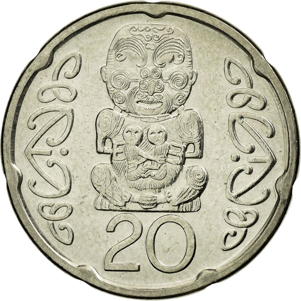 New Zealander 20 Cents Coin | Queen Elizabeth II | Pukaki - Ngati Whakaue Chief | KM118a | 2006 - 2021