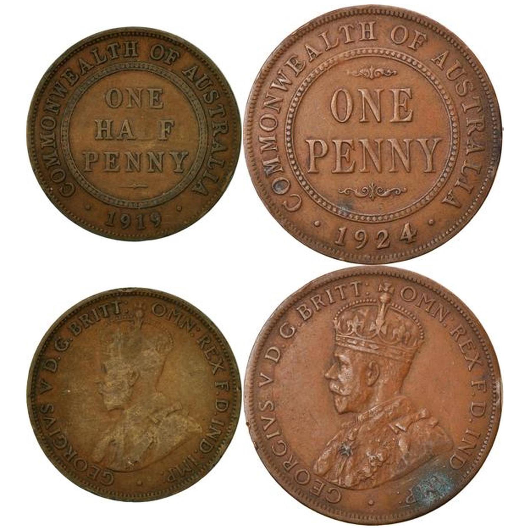 Australia | 2 Coin Set | 1/2 1 Penny | 1911 - 1936