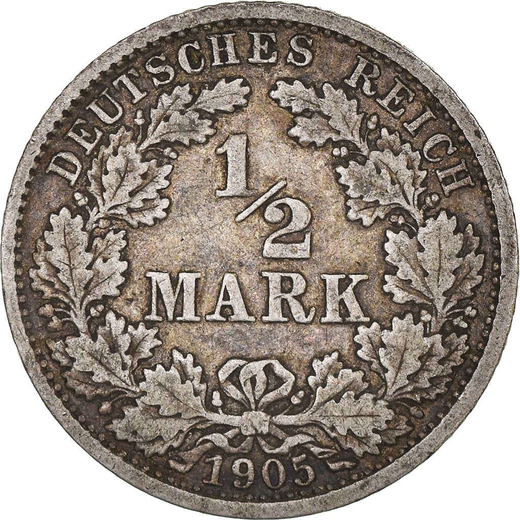 German Empire 1/2 Mark Coin | Deutsches Reich | Wilhelm II | Type 2 | KM17 | 1905 - 1919