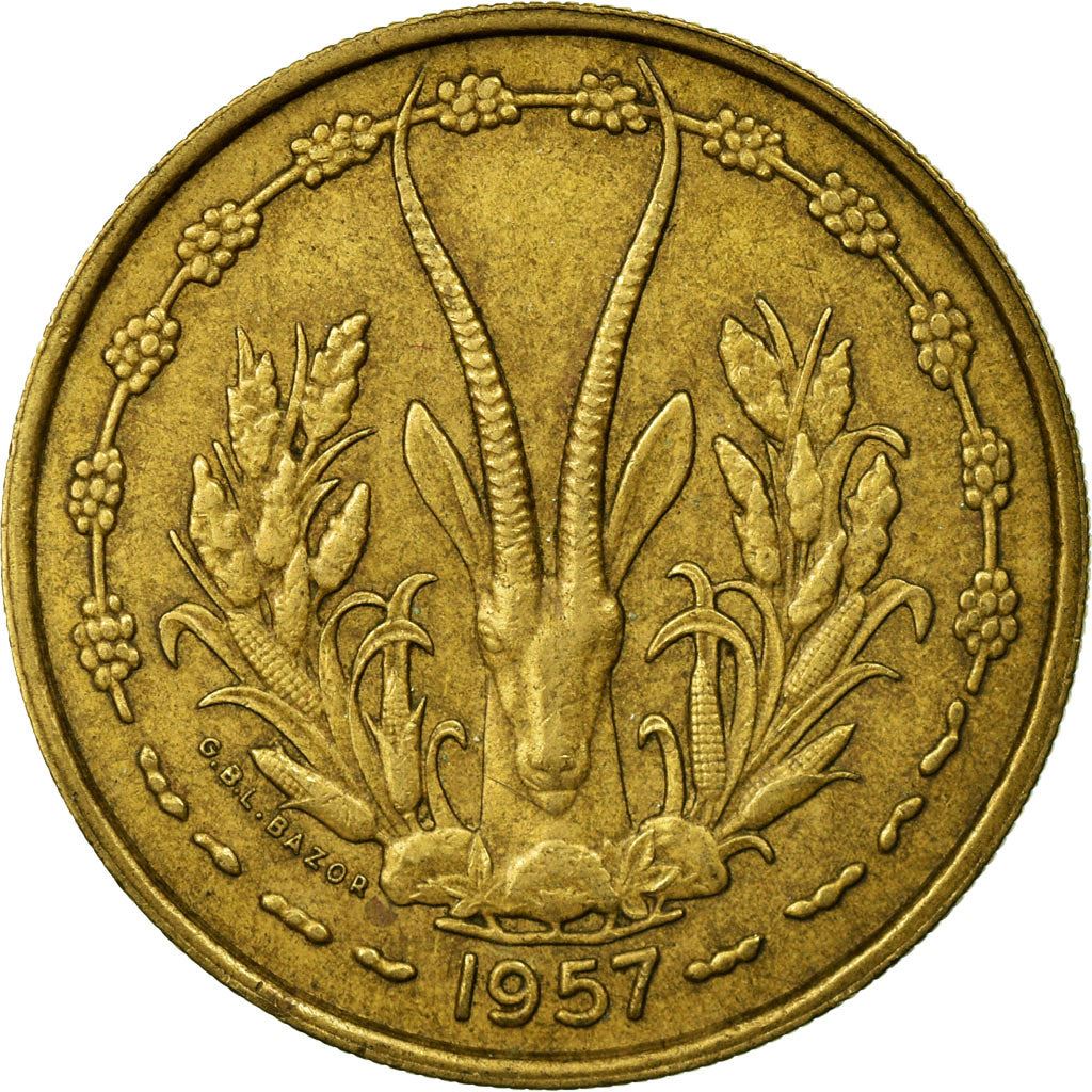 French West Africa | 25 Francs Togo Coin | Sawfish | Gazelle | Maize | Km:9 | 1957