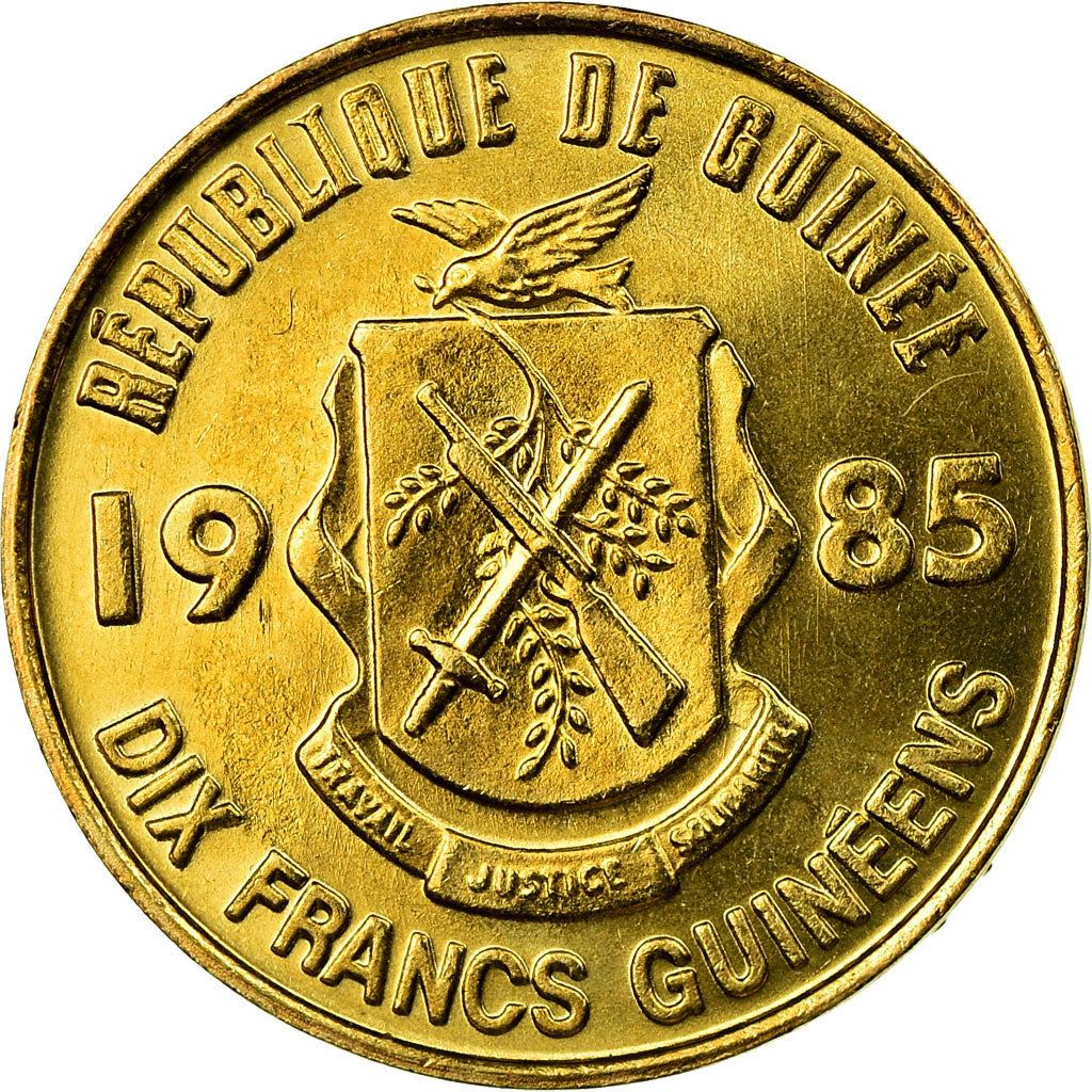 Guinea | 10 Francs Guineens Coin | Palm leaf | Km:52 | 1985