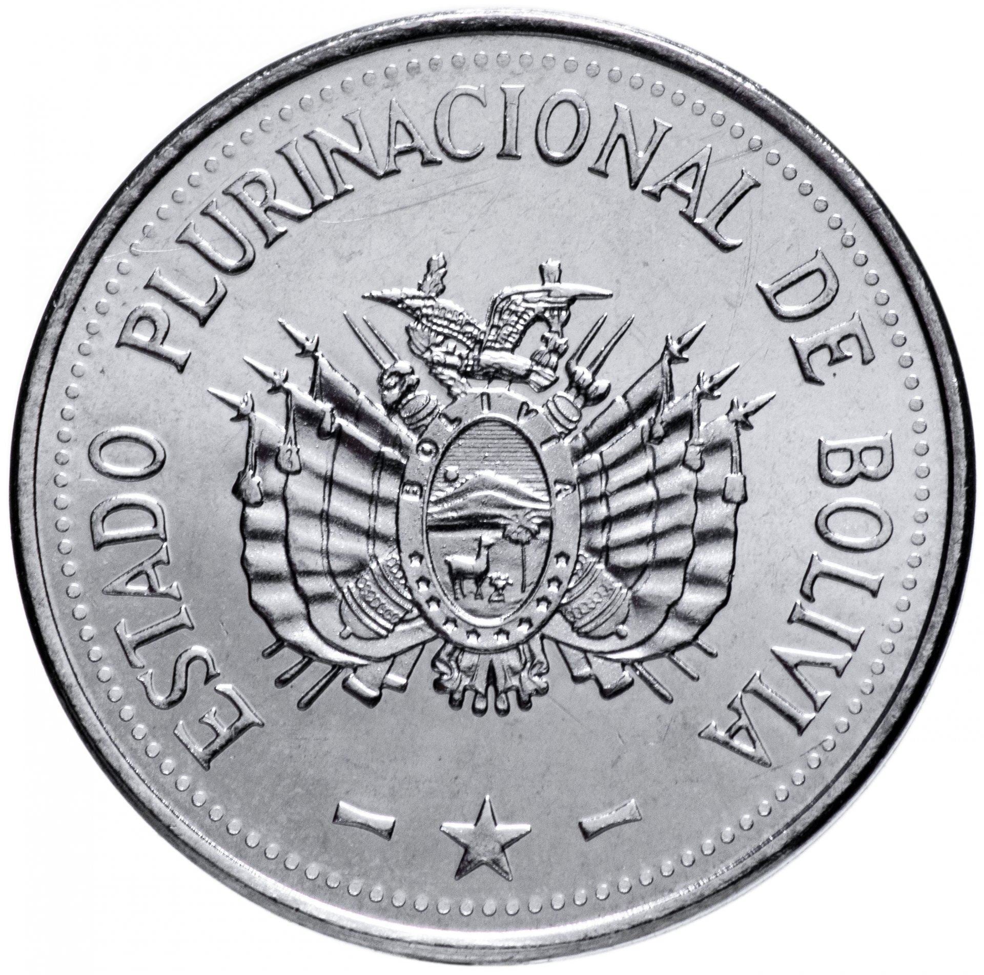 Bolivia | 10 centavos-mønt | Stål | Våbenskjold | UC:2 | 2017-2023