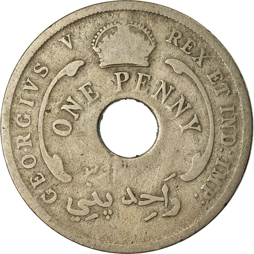 British West Africa | 1 Penny Coin | Crown | Hexagram | Km:9 | 1912 - 1936