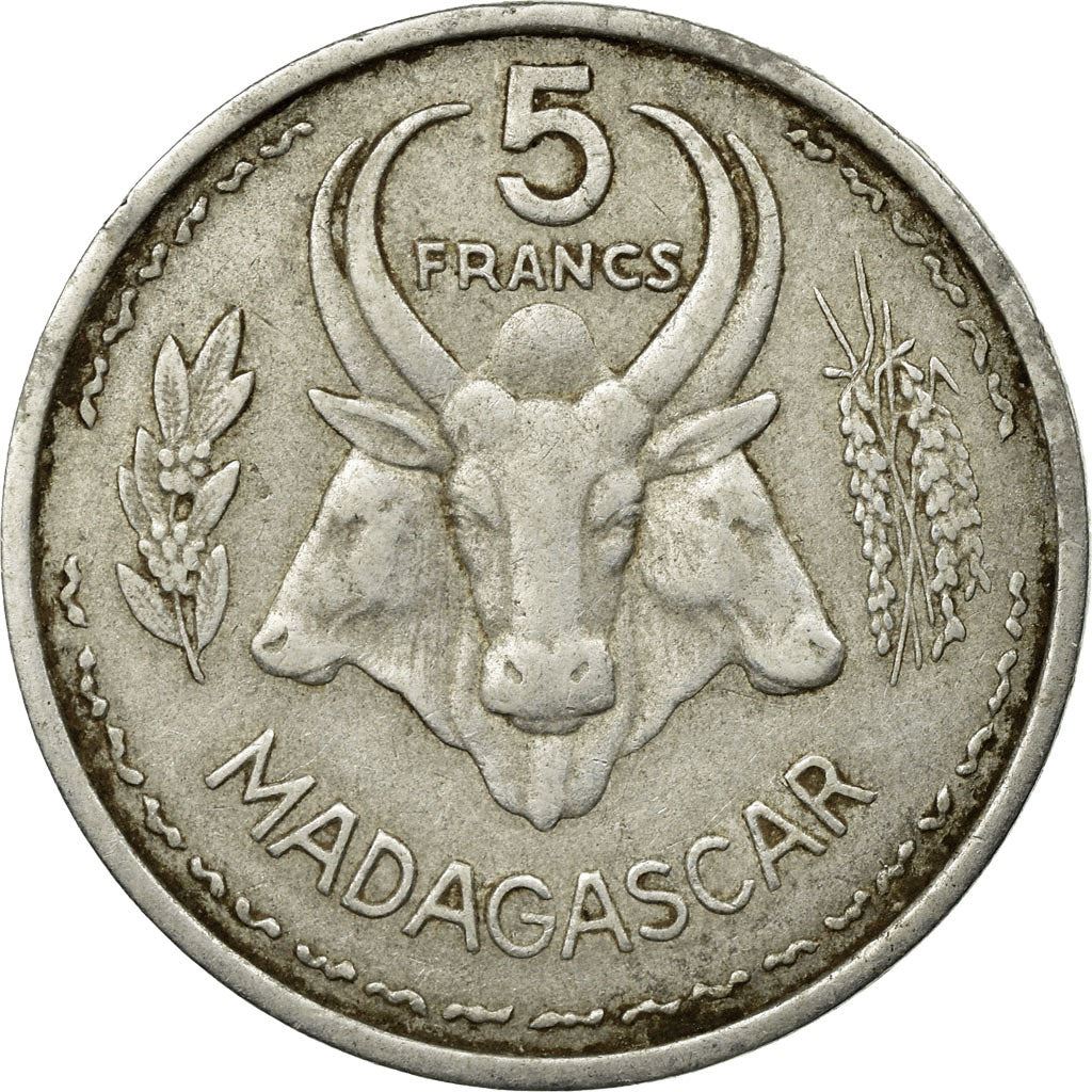 Madagascar | 5 Francs Coin | Marianne | Zebu | Km:5 | 1953