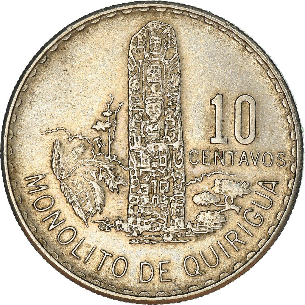 Guatemala | 10 Centavos Coin | Mayan Pillar | Km:274 | 1974 - 1975