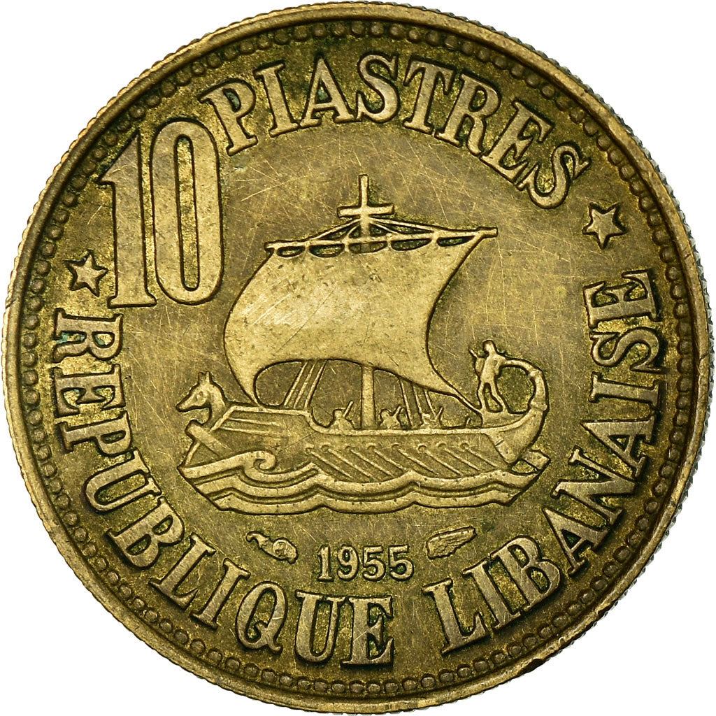 Libano moneta 10 Qirush | Kedro medis | Trirėmis | KM23 | 1955
