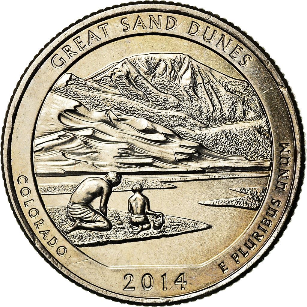 United States | 1/4 Dollar Coin | Great Sand Dunes | KM:569 | 2014