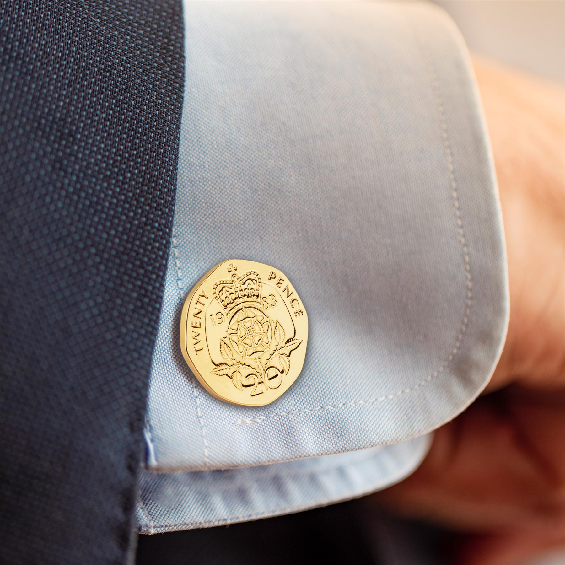 Gold Plated British 20 Pence Coin Cufflinks | Queen Elizabeth II | Handmade UK Gift