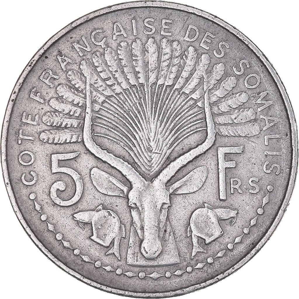 French Somaliland | 5 Francs Coin | Marianne | Waterbuck | Km:10 | 1959 - 1965