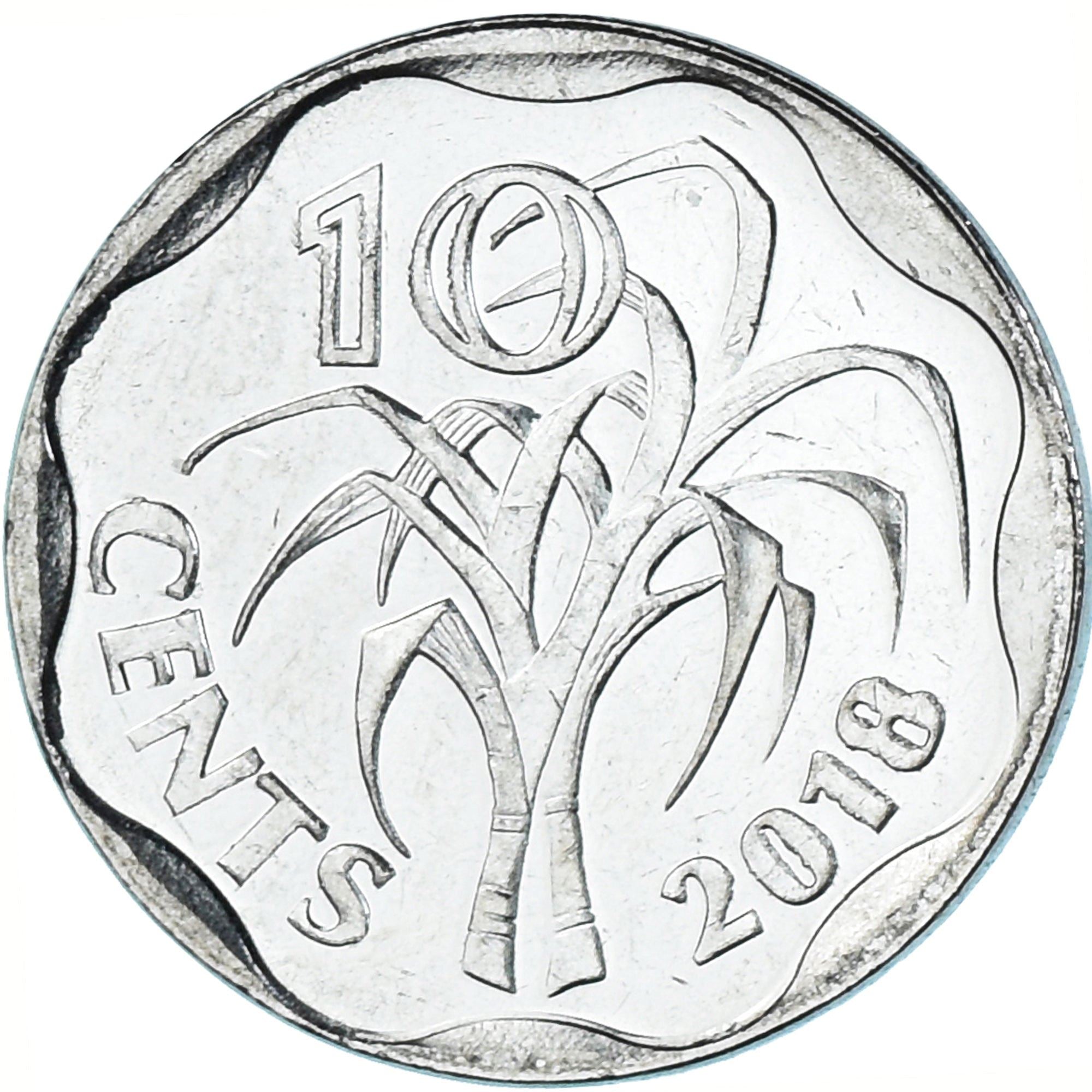 Regno di Eswatini | Moneta da 10 Centesimi | Re Mswati III | Canna da zucchero | Km:69 | 2018 - 2021