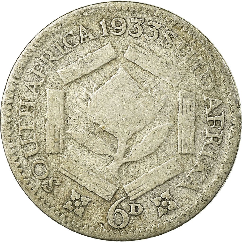 South Africa | 6 Pence Coin | George V | Flowers | Protea | Km:16.2 | 1931 - 1936