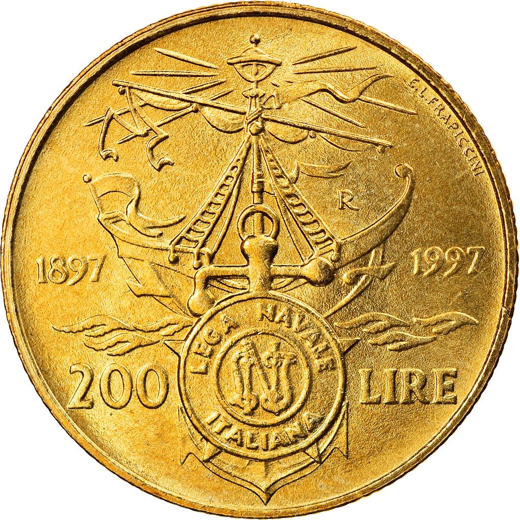 Italy | 200 Lire Coin | Naval League | Km:186 | 1997