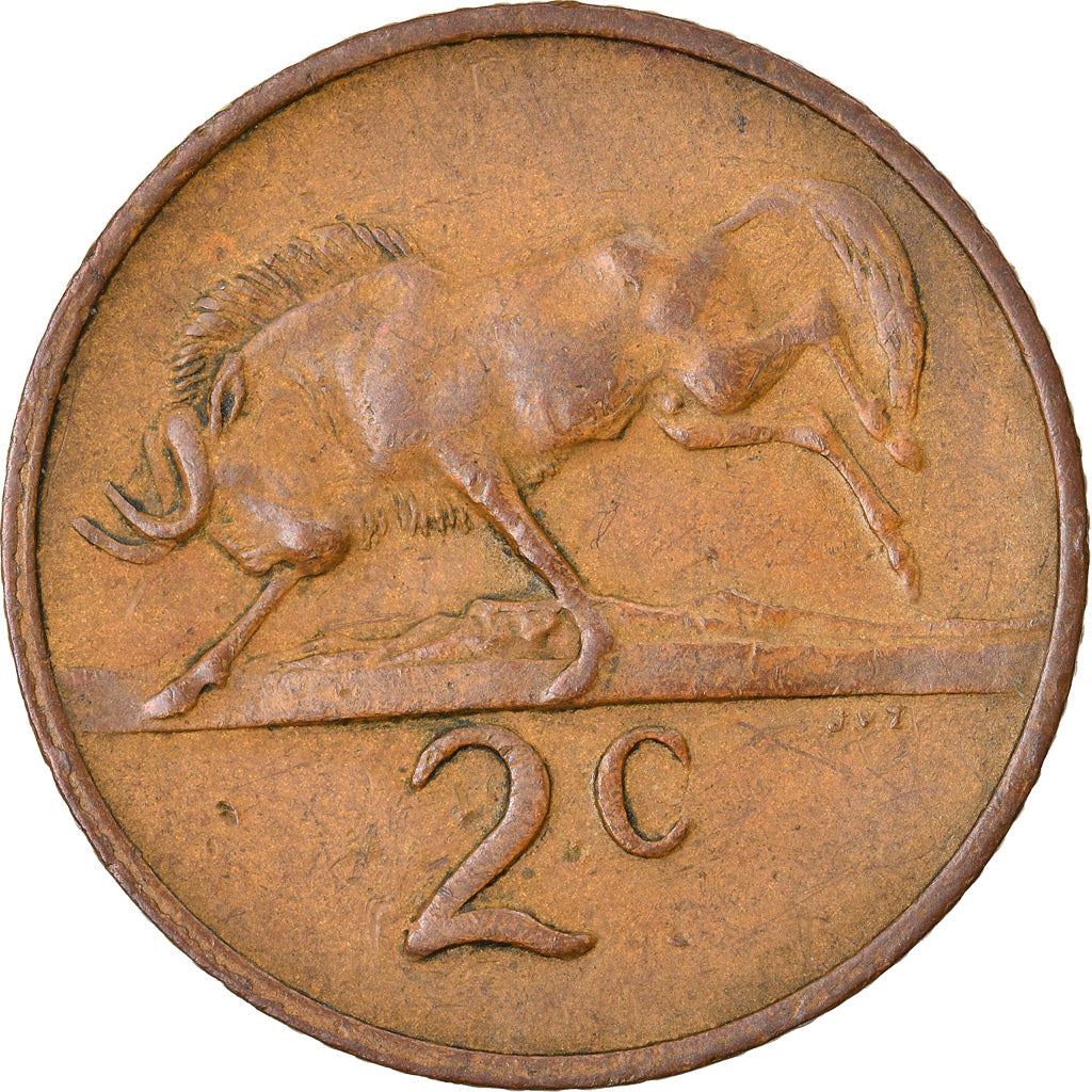 South Africa 2 Cents Coin | Afrikaans Legend - SUID-AFRIKA | KM75.2 | 1968