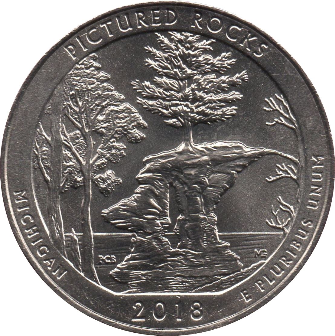 United States | ¼ Dollar Coin | Pictured Rocks National Lakeshore, Michigan | Chapel Rock | Copper-nickel clad copper | KM:669 | 2018