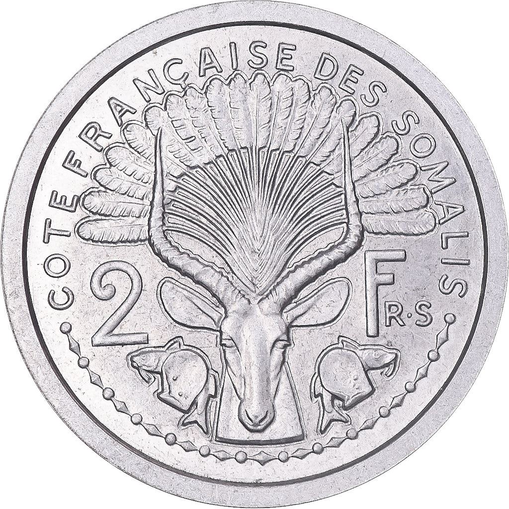 French Somaliland | 2 Francs Coin | Marianne | Waterbuck | Km:5 | 1948 - 1949
