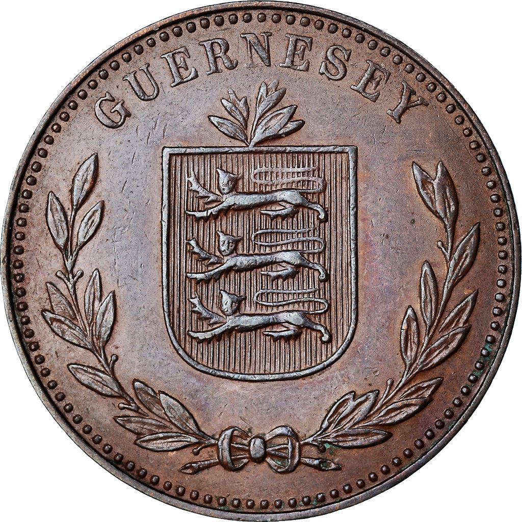 Guernsey 8 Doubles Mynt | Våpenskjold | KM14 | 1914 - 1949