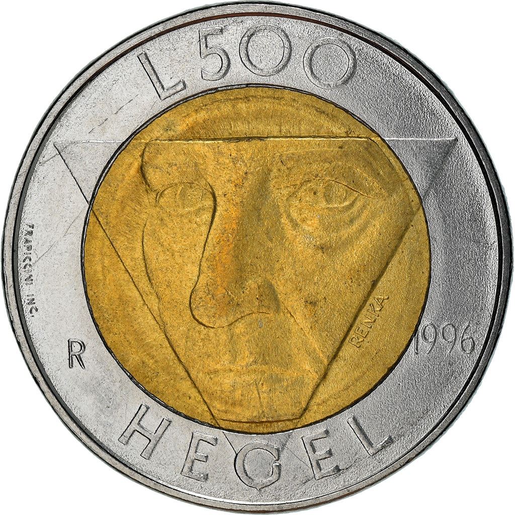 San Marino | 500 Lire Coin | Friedrich Hegel | Km:357 | 1996