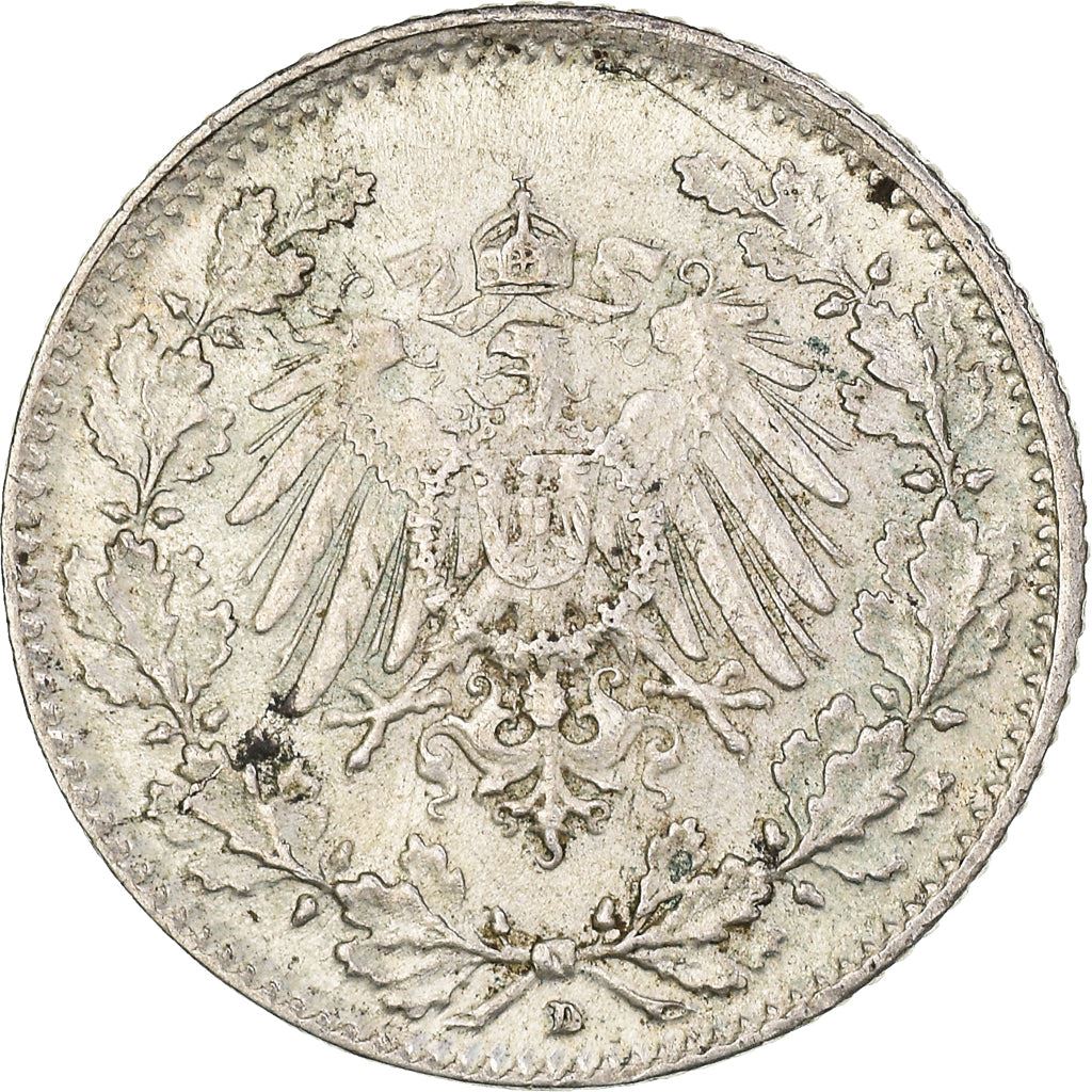 German Empire 1/2 Mark Coin | Deutsches Reich | Wilhelm II | Type 2 | KM17 | 1905 - 1919