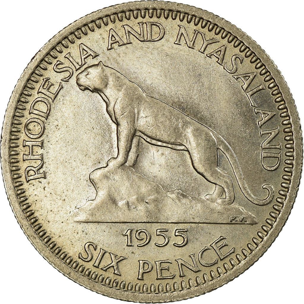 Rhodesia and Nyasaland | 6 Pence Coin | Elizabeth II | Leopard | KM:4 | 1955 - 1963
