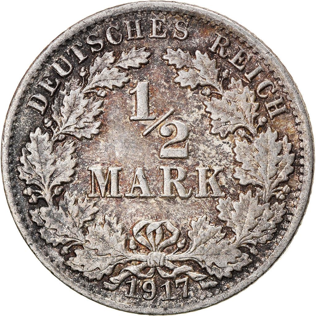 German Empire 1/2 Mark Coin | Deutsches Reich | Wilhelm II | Type 2 | KM17 | 1905 - 1919
