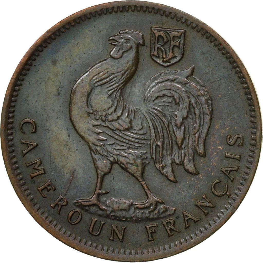 French Cameroon | 50 Centimes Coin | Rooster | Lorraine Cross | Km:4 | 1943