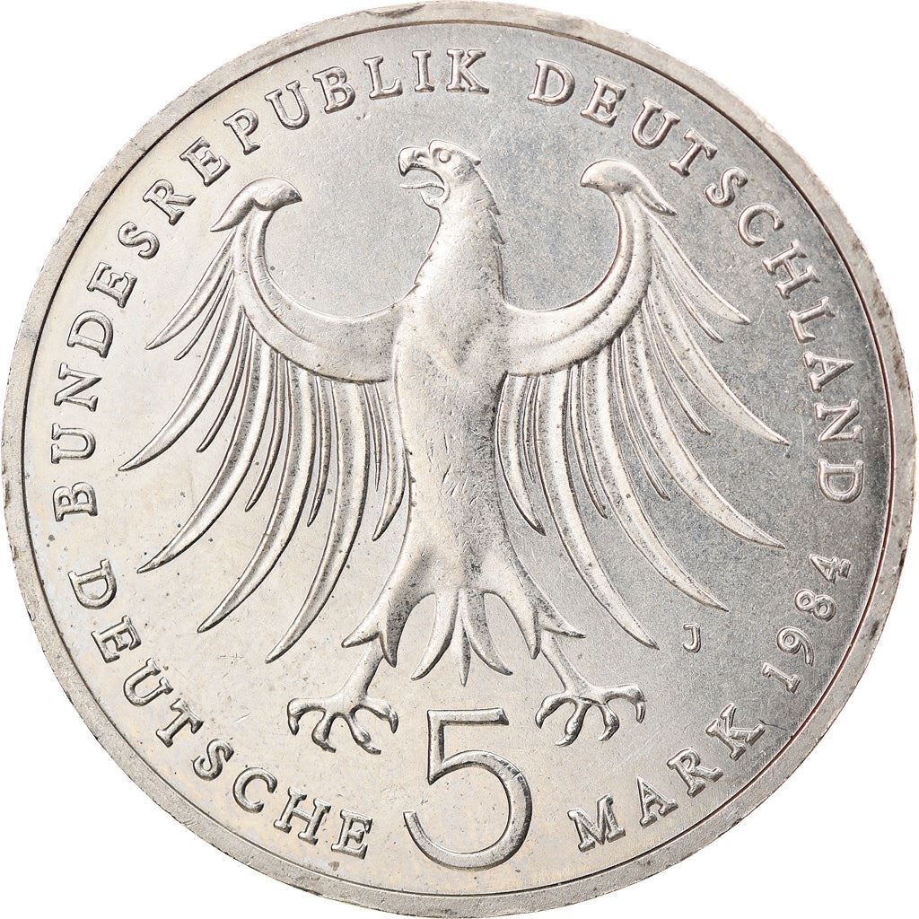 Germany 5 Deutsche Mark Coin | Felix Mendelssohn Bartholdy | Eagle | KM161 | 1984