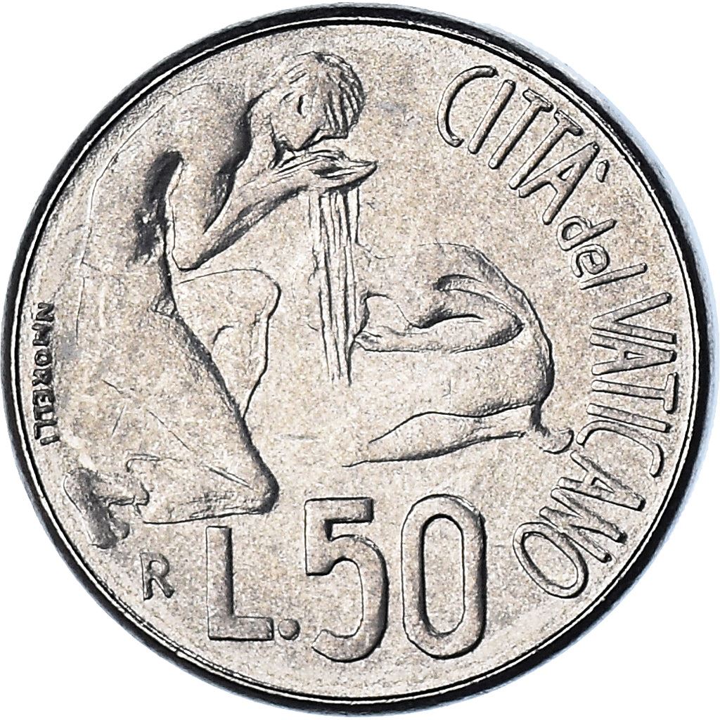 Vatican City | 50 Lire Coin | Baptism | Km:230 | 1991