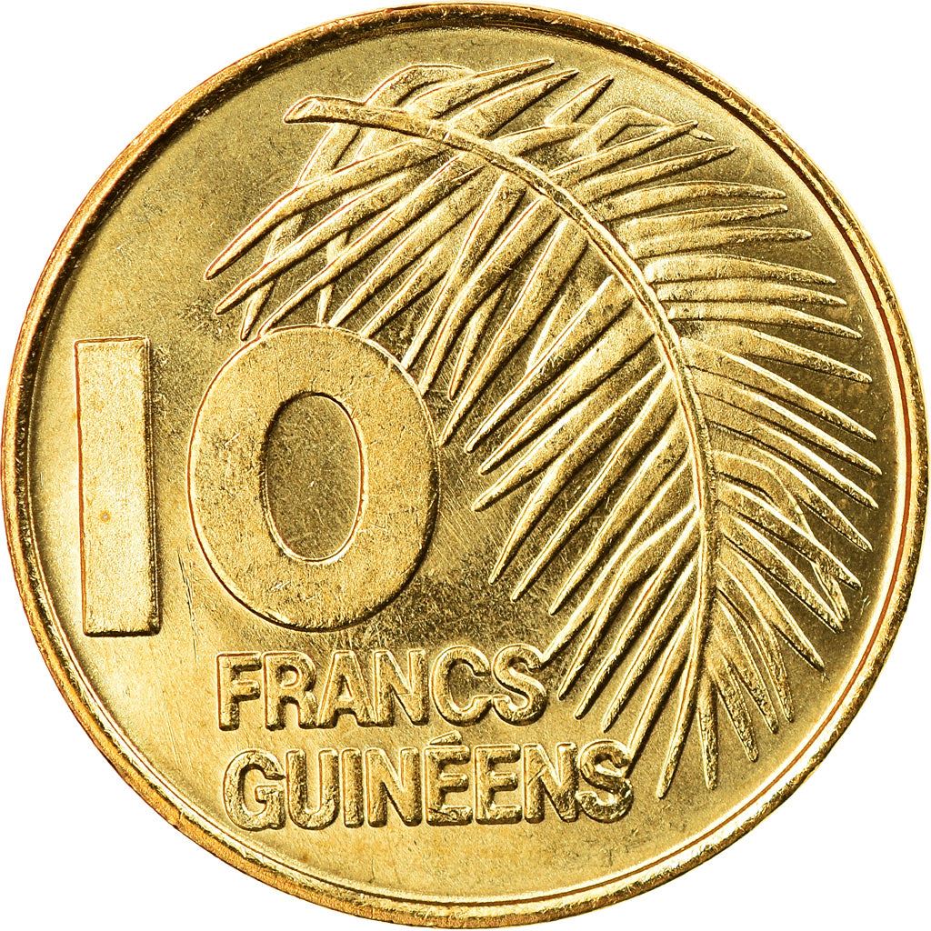 Guinea | 10 Francs Guineens Coin | Palm leaf | Km:52 | 1985