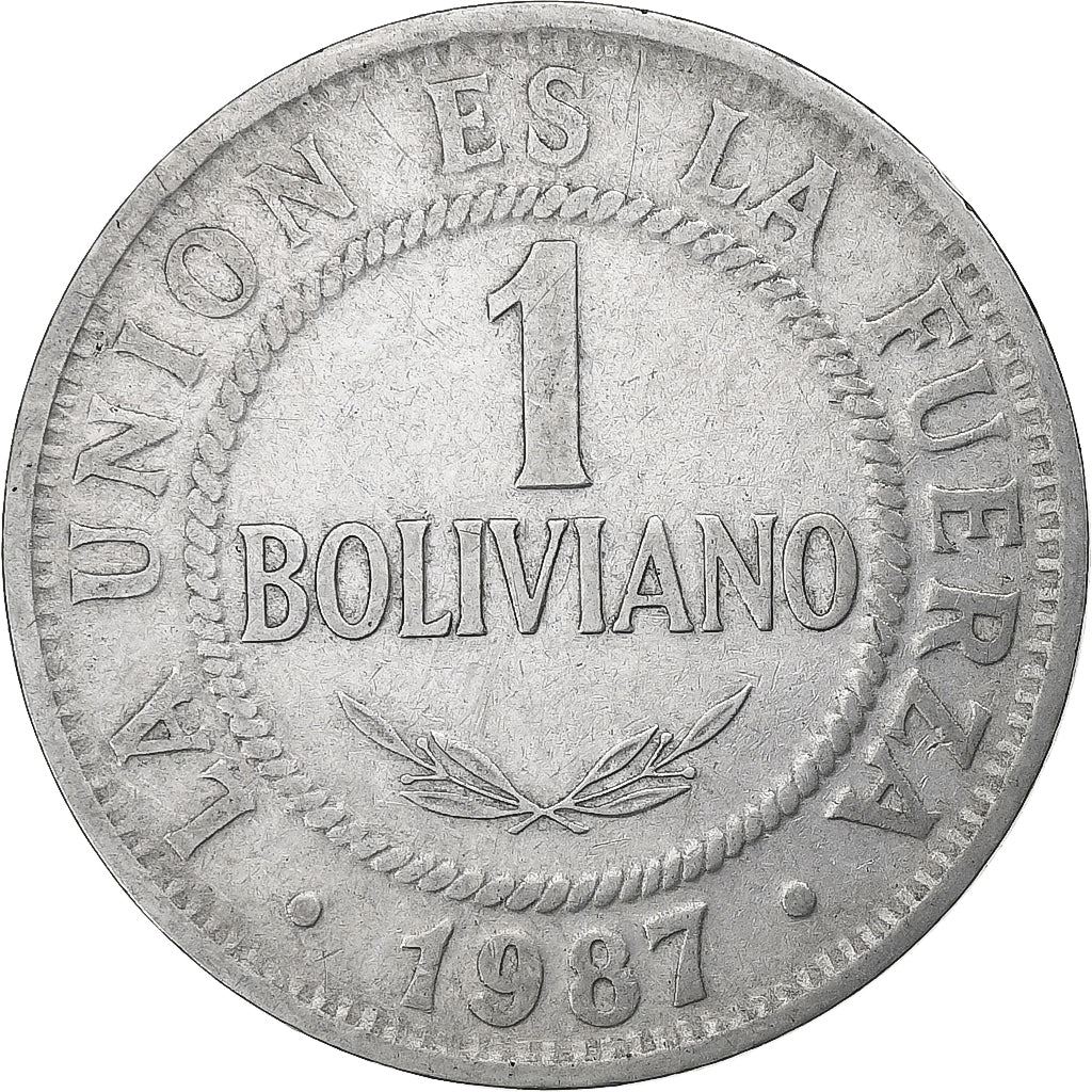 Bolivia | Munt van 1 boliviano | Roestvrij staal | Wapen | KM:205 | 1987-2008