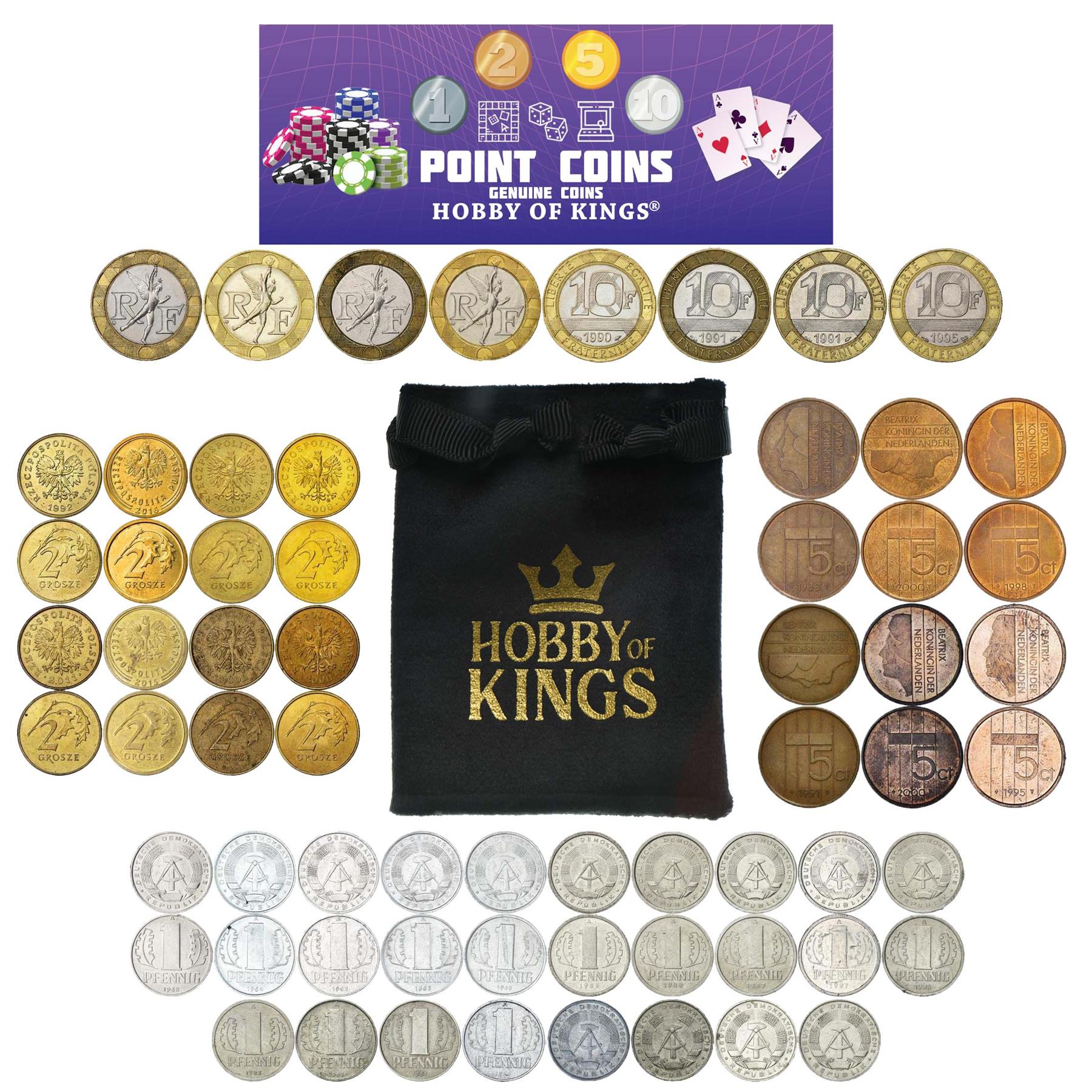 Play Money For Board Games & Card Games | 64 Real Coins | 1 2 5 10 | Total 200 Points | Genuine Toy Currency