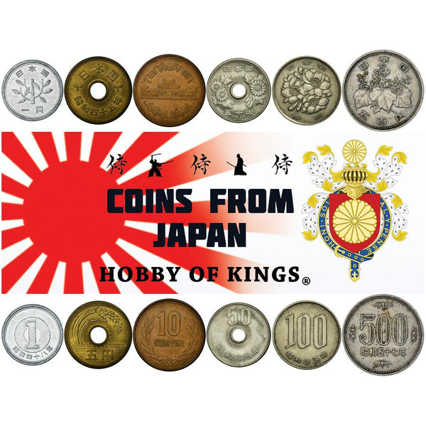 Japan | 6 Coin Set | 1 5 10 50 100 500 Yen | 1955 - 1989